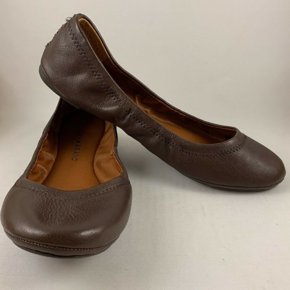 Lucky Brand "Emmie" Ballet Flat Brown Leather